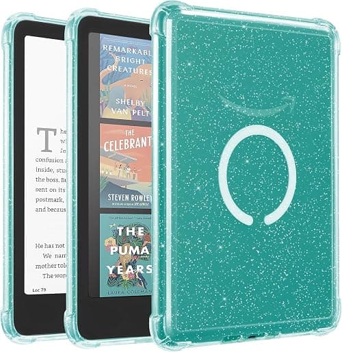 iDLEHANDS Magnetic Clear Case for 7" Kindle Paperwhite 12th Gen 2024 and Kindle Colorsoft - with AirBag Compatible with iPhone MagSafe, for Samsung/Belkin/Anker Wireless Charging Pads, Glitter White on Amazon.ae - Price Tracker