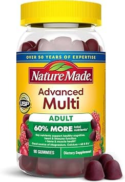 Nature Made Advanced Multivitamin Gummies for Adults with Magnesium Citrate, Calcium & All 8 B Vitamins, Daily Nutritional Support, 90 Gummies, 30 Day Supply على Amazon.ae - متتبع الأسعار