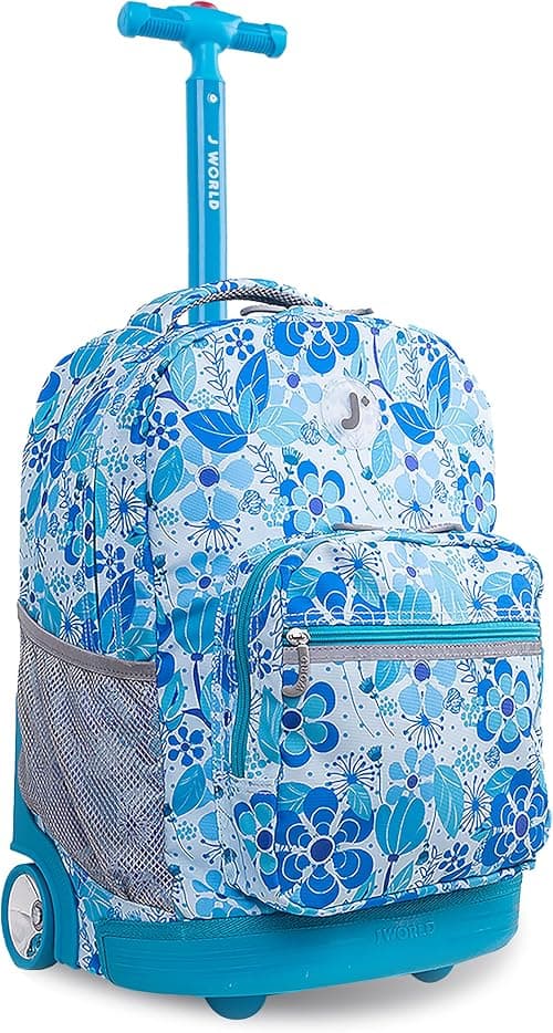 J World New York Sunrise Kids Rolling Backpack for Girls Boys Teen. Roller Bookbag with Wheels على Amazon.ae - متتبع الأسعار