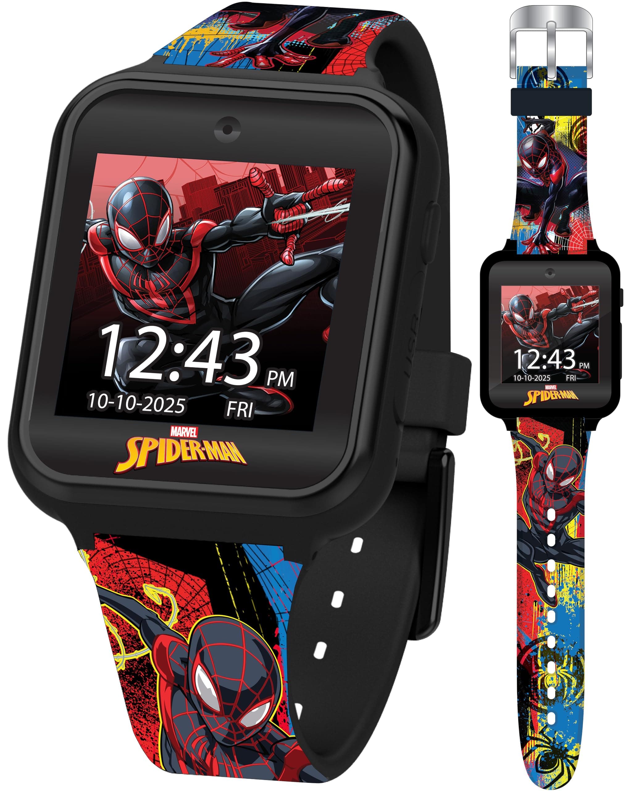 Spider-Man Kids LED Smartwatch with 10 Watch Faces, Flashing LED Bezel, Step Counter, Selfie and Video Camera, Timer, Stopwatch, Alarm, Calculator, Fun Games, and 3 Wallpapers – Fits Wrists 5.5"-8.0" on Amazon.ae - Price Tracker