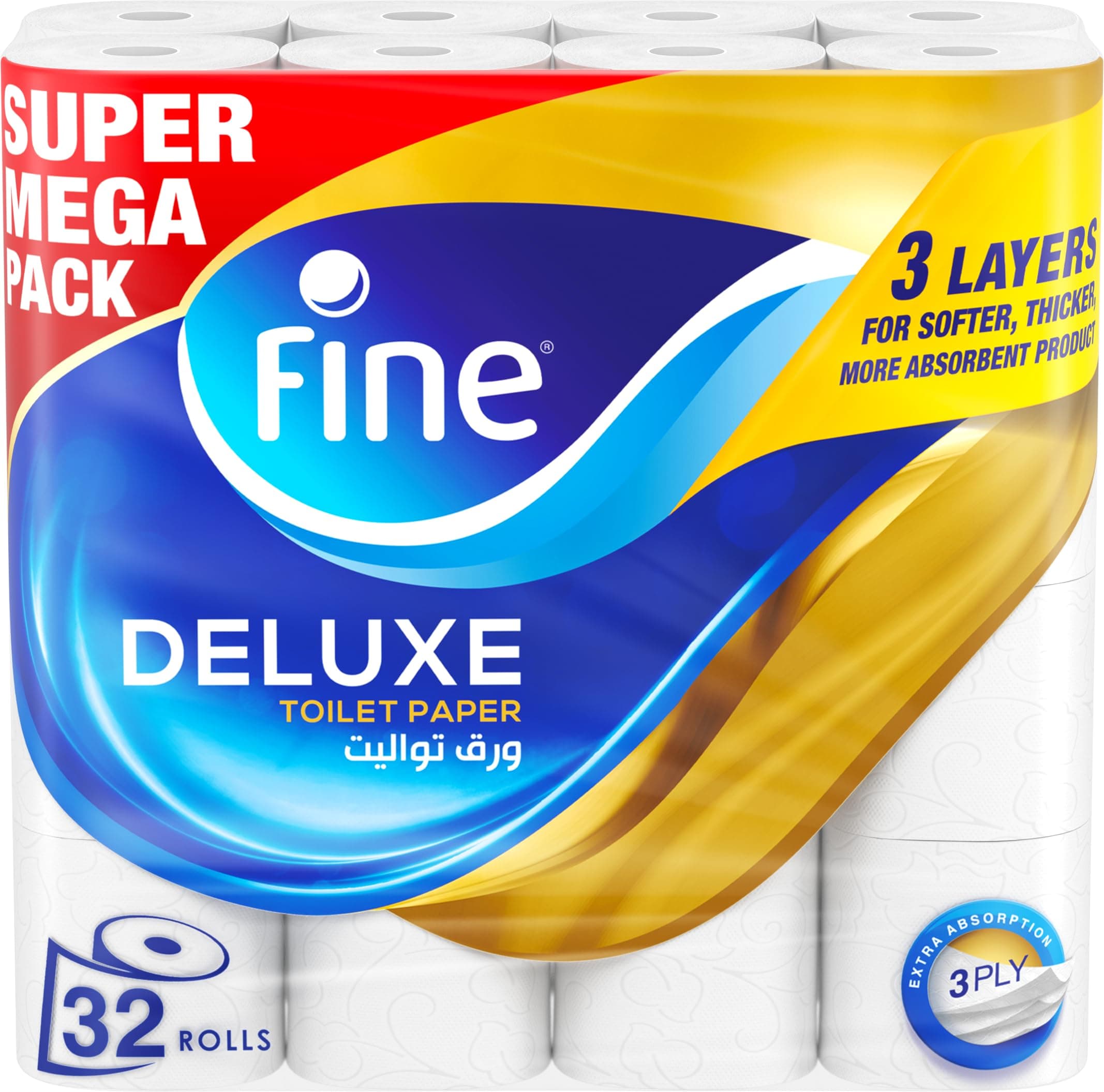 Fine Deluxe Toilet Tissues Paper 32 Rolls, 140 sheets x 3 Ply on Amazon.ae - Price Tracker