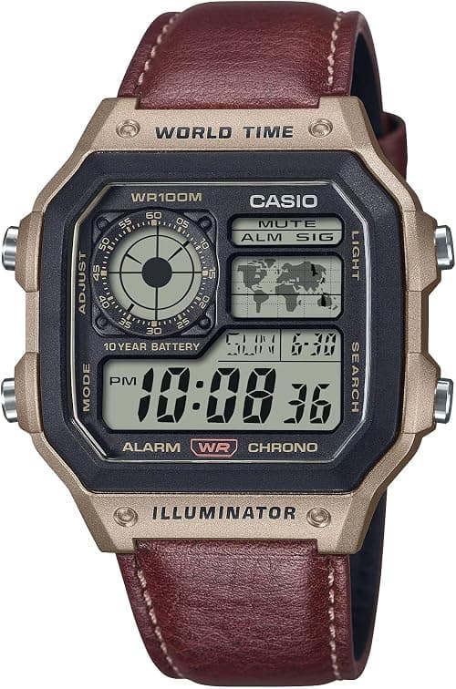 Casio Mens Watch Vintage Design Brown Leather Strap - AE-1200WHL-5AVDF on Amazon.sa - Price Tracker