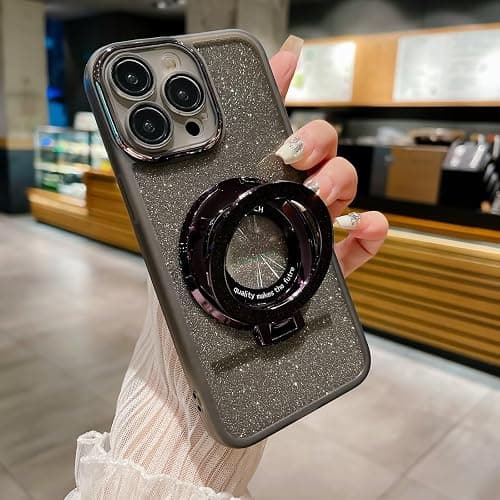 Magnetic Glitter Case for Samsung Galaxy A17 5G 4G/F17 5G/M17 5G,Luxury Plating Cute Bling Sparkling Shiny Kickstand Clear Women Girls Phone Case, Transparent Cover, Camera Protector Gray على Amazon.ae - متتبع الأسعار