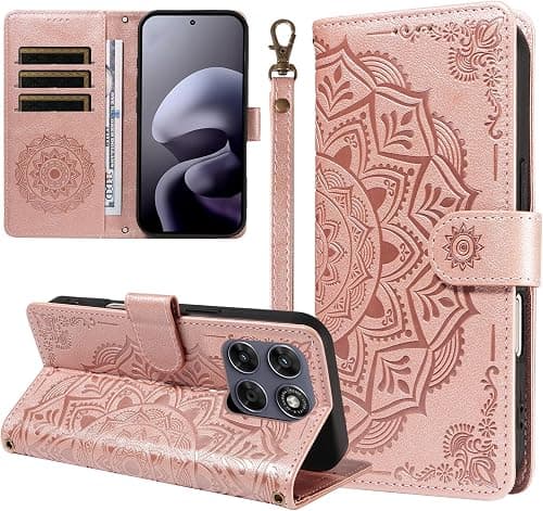 Cover Compatible with Motorola Moto G67 5G / G77 5G Phone Case【Flip Kickstand Card Holder Cash Magnetic Clasp Wallet】Pink on Amazon.ae - Price Tracker