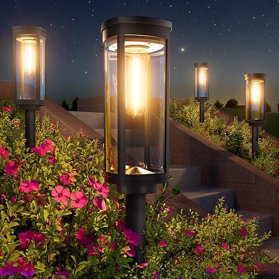 Solar Pathway Lights Outdoor,4 Pack Bright Solar Powered Garden Lights Waterproof IP65, Long Lasting Outdoor Light for Yard Garden Walkway Landscape Lawn Patio on Amazon.ae - Price Tracker