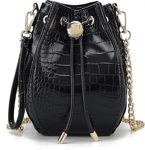 MKF Collection Bucket Bag for Women, Crocodile-embossed Vegan Leather Crossbody Drawstring Hobo Handbag Wristlet Purse on Amazon.ae - Price Tracker