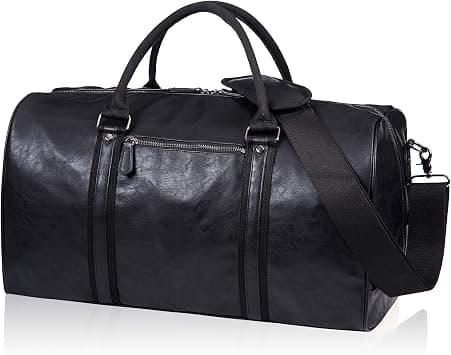 seyfocnia Oversized Travel Duffel Bag, Waterproof Leather Weekend bag Gym Sports Overnight Large Carry On Hand Bag-Black on Amazon.ae - Price Tracker