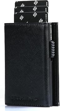 Premium RFID Blocking Wallet – Genuine Leather Pop-Up Card Holder with Coin Pocket, ID Window & Magnetic Closure – Ideal Gift for Men & Women (Cross Black) on Amazon.ae - Price Tracker