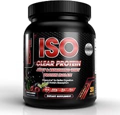 Muscle Core ISO Clear Whey Protein Isolate with Digezyme Digestive Enzymes I 20 Grams Protein, 5.5 Grams BCAA I Maximum Muscle Support & Recovery I Grape & Berry Flavour I 500 Grams (20 Servings) - متتبع أسعار Amazon.sa