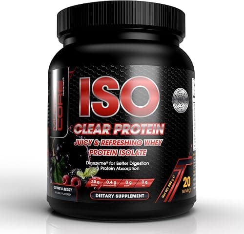 Muscle Core ISO Clear Whey Protein Isolate with Digezyme Digestive Enzymes I 20 Grams Protein, 5.5 Grams BCAA I Maximum Muscle Support & Recovery I Grape & Berry Flavour I 500 Grams (20 Servings) on Amazon.sa - Price Tracker
