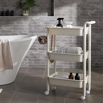 3-Tier Multipurpose Rolling Shelves Cart Organizer White, 83X53.5X32 - متتبع أسعار Amazon.sa