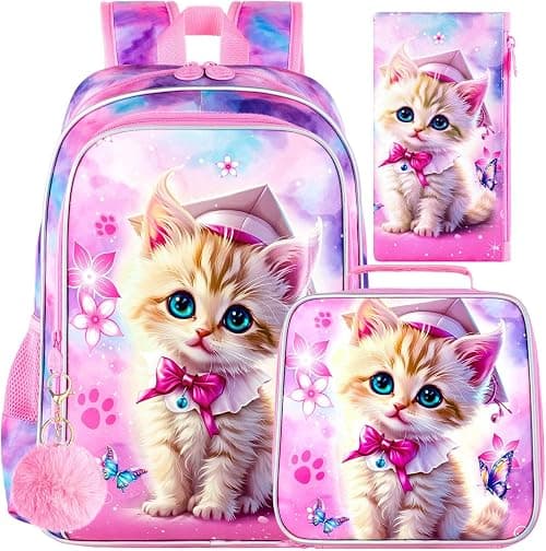 'gxtvo 3PCS Girls Backpack, 16'' Kids Bookbag with Lunch Box, Water Resistant School Bag for Elementary Prechool Toddler' on Amazon.ae - Price Tracker