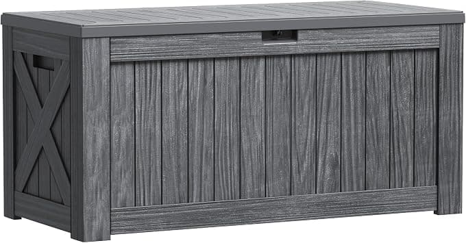 Greesum 120 Gallon Resin Deck Box Large Outdoor Storage for Patio Pillow, Garden Tools, Pool Supplies, Weatherproof, Lockable, Gray - متتبع أسعار Amazon.sa
