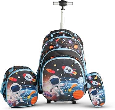 Baybee School Bags Kids Rolling Astronaut Backpack for Boys Girls With Trolley Wheeled Backpacks for Travel Bags Toddler Luggage Backpack With Lunch Box & pencil pocket for 3 + Years on Amazon.ae - Price Tracker