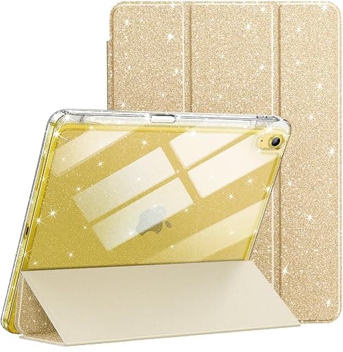 JETech Glitter Case for iPad (A16) 11th/10th Gen, Gold | Cover for 2025/2022 Model, Sparkly Glitter Design, Pencil Holder, Slim Clear Back, Kids and Girls-Friendly على Amazon.ae - متتبع الأسعار