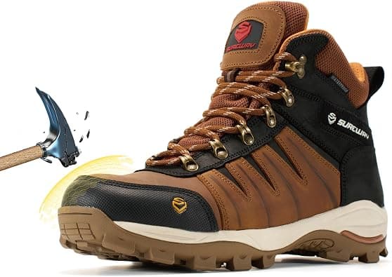 SUREWAY Men's 6" Waterproof Work Boots - Soft/Steel Toe,Leather Lace Up,EH Rated, Slip Resistant Outsole for Construction, Roofing & Hunting on Amazon.ae - Price Tracker