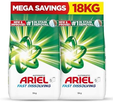 Ariel Fast Dissolving Laundry Detergent Powder, 9 KG x 2, Dual Pack, 18 kg on Amazon.ae - Price Tracker