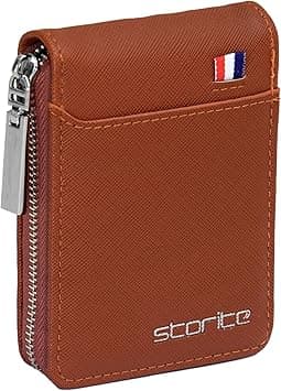 Storite PU Leather 9 Slot Vertical Credit Debit Card Holder Money Wallet Zipper Coin Purse for Men Women - LightBrown (11.5 x 1.75 x 8 cm) on Amazon.ae - Price Tracker