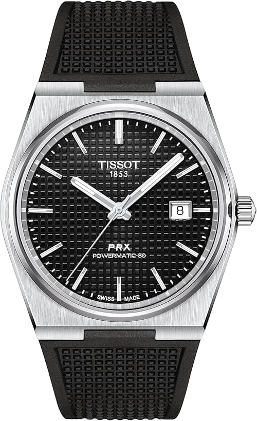 Tissot Mens PRX Powermatic 80 316L Stainless Steel case Automatic Watches, Black, Rubber, 12 (T1374071705100) on Amazon.ae - Price Tracker