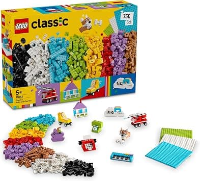 LEGO Classic Creative Build-and-Play Box - Colourful Bricks Set - Build a House, Dog, Fire Engine Toy, Piano Keyboard, Clouds & Rainbow - Arts and Crafts Kit for 5+ Year Old Boys & Girls - 11044 - متتبع أسعار Amazon.sa