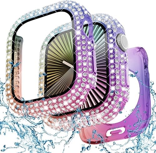WINGLE 2-in-1 Waterproof Case for Apple Watch Series 11 10 42mm Screen Protector Case, Full Bling Diamond Protective Face Cover Apple Watch 11 10 42 mm Crystal Rhinestone Bumper iWatch, Iridescent on Amazon.ae - Price Tracker