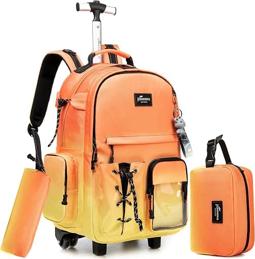 Rolling Backpack for School Backpack with Wheels Black Backpack with Lunch Box Set Backpacks for Teens Girls Boys on Amazon.ae - Price Tracker