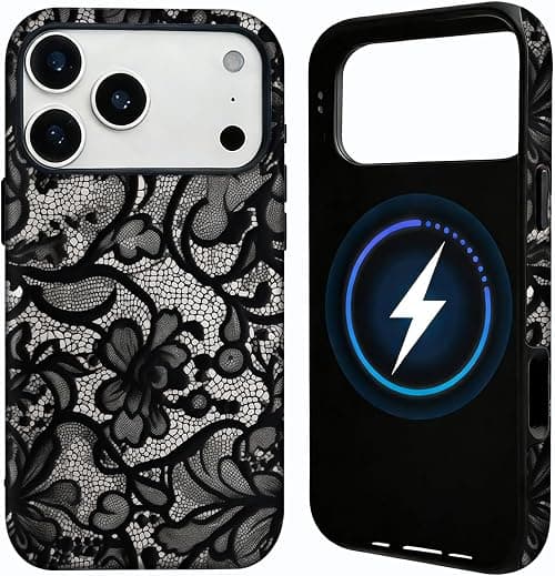 for iPhone 17 Pro Max Phone Case for Magsafe Lace Phone Case Black | Lace Phone Case Vintage Floral Flower Dual-Layer Protective Shockproof Magnetic Cover for Women Girls - Black on Amazon.ae - Price Tracker