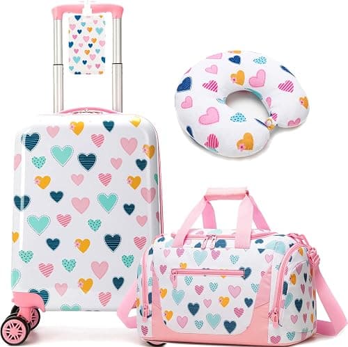 HTgroce 3-Piece Children's Suitcase Set, Children's Travel Suitcase with Travel Bag for Children, Neck Pillow & Suitcase Tag, Travel Trolley with Wheels for Children, Hard Case for Boys and Girls on Amazon - Best Deal Finder