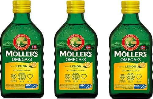 Moller's Cod Liver Oil | Dietary Supplement with Omega-3 EPA, DHA & Vitamins A, D & E | Lemon Flavor | 250ml x 3 على Amazon.ae - متتبع الأسعار