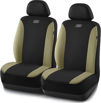 Skechers Car Seat Covers, Premium Breathable Polyester Seat Covers, Car Seat Covers Front Seats Airbag Compatible, Automotive Comfort & Protection for Most Cars, Vans, Trucks, SUVs (Two Front, Beige) على Amazon.ae - متتبع الأسعار