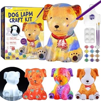 ONE TO FOUR Paint Your Own Dog Lamp Kit, Arts and Crafts for Kids Ages 8-12, DIY Painting kit for Kids 6-12, Night Light,Toys Girls Boy Birthday Gift Ages 3 4 5 6 7 8 9 10 11 12+ Dog on Amazon - Best Deal Finder