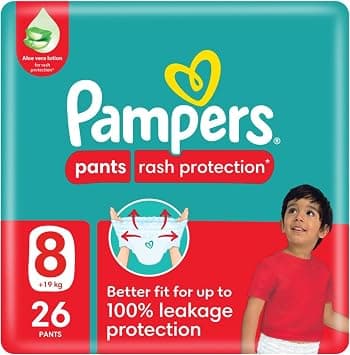 Pampers Rash Protection, Size 8, 19+ kg, Value Pack, 26 Diaper Pants - متتبع أسعار Amazon.sa