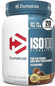 Dymatize ISO100 Hydrolyzed Protein Powder, 100% Whey Isolate, 25g of Protein, 5.5g BCAAs, Gluten Free, Fast Absorbing, Easy Digesting, Gourmet Chocolate, 20 Servings on Amazon.sa - Price Tracker