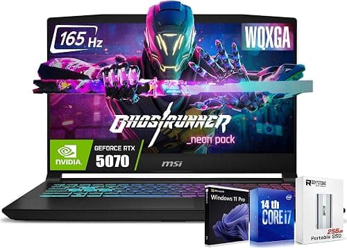 msi Katana HX Gaming Laptop, 15.6” 165Hz QHD IPS Display, 16-core i7-14650HX (UP to 5.2 GHz, GeForce RTX 5070, AI&VR Ready, Copilot+ PC, RGB Backlit Keyboard, Win 11 Pro, Black(32GB DDR5 | 1TB SSD) on Amazon.ae - Price Tracker