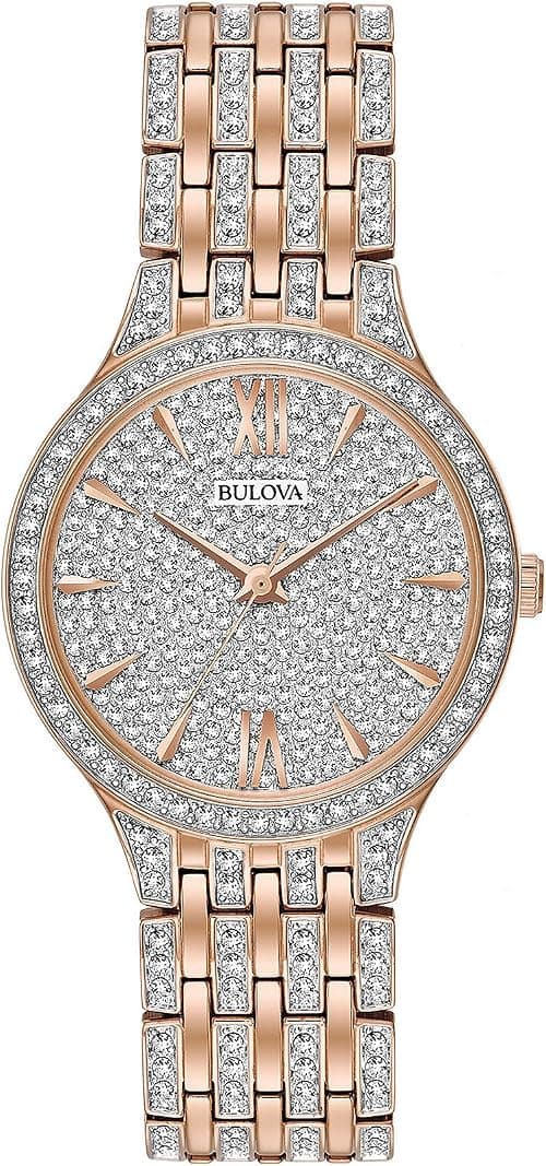 Bulova Crystal Pave 3-Hand Quartz Slim Case Watch on Amazon.ae - Price Tracker
