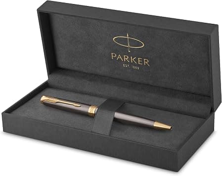 PARKER Sonnet Ballpoint Pen | Grey Lacquer with Gold Trims | Medium Point | Black Ink Refill | Gift Box | Perfect Graduation Gifts on Amazon.sa - Price Tracker