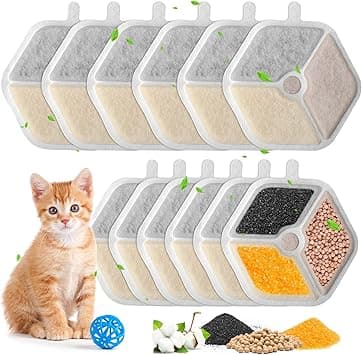 12 Pack Cat Water Fountain Filters for 135 FL oz/4L Wireless Ultra Quiet Stainless Steel Cat Fountain for Drinking PTM-643, Quadruple Filtration Pet Water Filter Replacement on Amazon.ae - Price Tracker