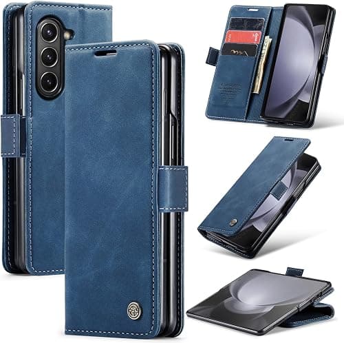 Wallet Case for Z Fold 6, Blue | Note Pocket 2-in-1 Faux Leather Flip Wallet Case – Magnetic Clasp, Built-in Kickstand, 2 Card Slots, Velvet-Soft Touch on Amazon.ae - Price Tracker