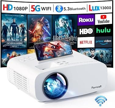 Projector with WiFi and Bluetooth, Pericat 4K Supported Native 1080P Projector, Portable Movie Outdoor Projector for Home Theater, Mini Projector Compatible with PC, HDMI, USB, TV Stick, PS5 على Amazon.ae - متتبع الأسعار
