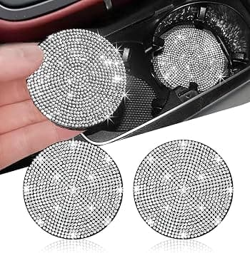Tazweeq 2 Pcs Bling Car Cup Holder Coaster, 2.75inch / 7CM Anti-Slip Shockproof Universal Fashion Coasters Insert White Crystal Rhinestone Automotive Interior Accessories for Women on Amazon.ae - Price Tracker