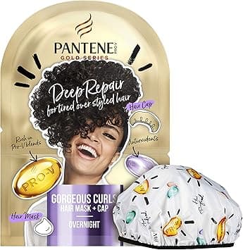 Pantene Gold Series Hair Mask & Reusable Shower Cap, Stocking Filler, Deep Repair Conditioner Hair Treatment, Curly Hair Products, 20ml, Gifts for Women on Amazon.ae - Price Tracker