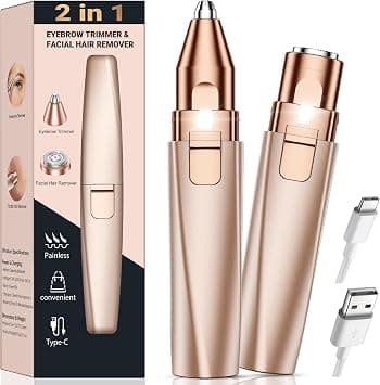 Eyebrow Trimmer Facial Hair Removal for Women: 2 in 1 Rechargeable Face Shaver and Eyebrow Razor - Painless Electric Hair Remover Device for Peach Fuzz Fine Hairs Upper Lip Chin on Amazon.ae - Price Tracker