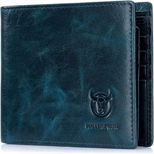 BULLCAPTAIN RFID Wallets for Men Slim Bifold Genuine Leather Front Pocket Wallet with 2 ID Windows QB-05 on Amazon - Best Deal Finder