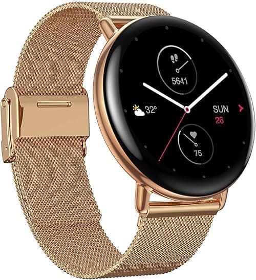 Zepp E Circle Smart Watch Health And Fitness Tacker With Heart Rate, Spo2 And Rem Sleep Monitoring, Stainless Steel Body, Metal Band, Champagne Gold on Amazon.ae - Price Tracker