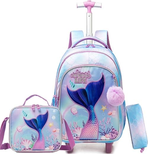 Rolling Backpack for Kids with Wheels Backpacks for Kids Travel Bags 3PCS Girls and Boys Backpack with Lunch Box on Amazon.ae - Price Tracker