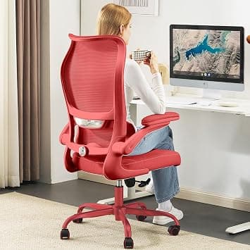 TRALT Ergonomic Office Chair - Desk Chair with Wave High Back Adjustable Lumbar Support Computer Chair - Gaming Chairs Mesh Backrest and PU Leather Seat for Home Reading Chairs to Adults(Red) on Amazon.ae - Price Tracker