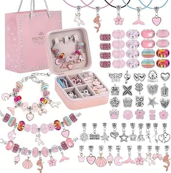 Beauenty Bracelet Making Kit for Girls,68PCs Charm Bracelets Kit with Jewelry Box, Jewelry Charms, Bracelets for DIY Craft, Bracelet Gift for Adults and Kids,Present For 3-12 Year Old Girl (pink) on Amazon.ae - Price Tracker