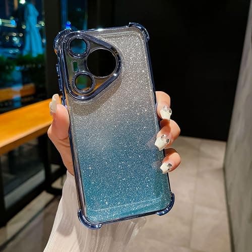 Huawei Pura 70 Ultra Phone Case,Gradient glitter four corner airbags for anti drop, full lens protection, Electroplated,Huawei P70 Ultra/pro/70 transparent Phone cover (Blue, Huawei Pura 70) on Amazon.ae - Price Tracker