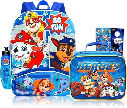 Paw Patrol Backpack and Lunch Bag Set - Bundle with 16" Backpack, Lunch Box, Stickers, Water Bottle, More | Paw Patrol School Bag for Boys, Girls, Kids على Amazon.ae - متتبع الأسعار