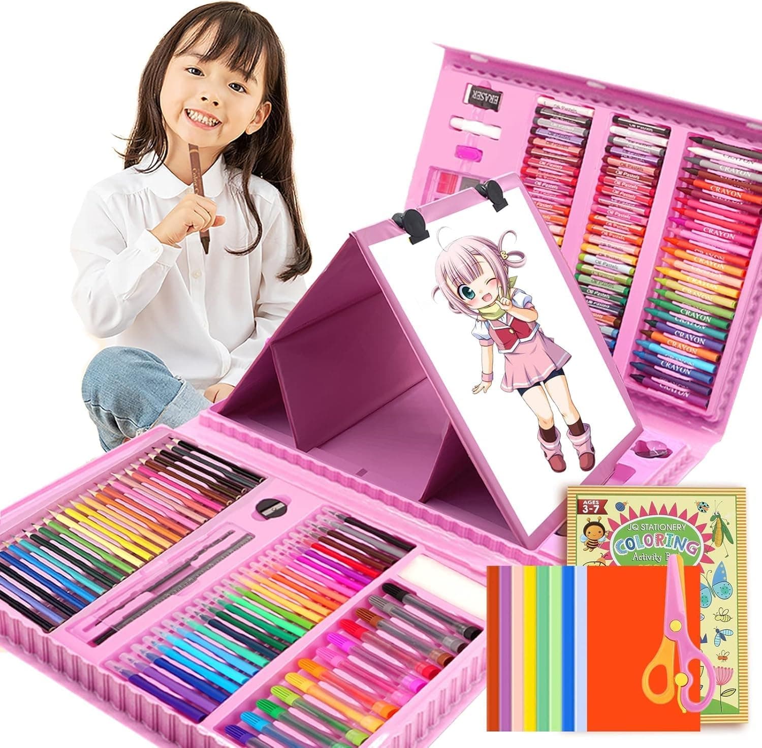 208 PCS Art Supplies,Drawing Art Kit for Kids Girls Boys Teens Artist, Art Set Case with Trifold Easel, Includes Oil Pastels, Crayons, Colored Pencils, Coloring Book, Scissors, Origami Paper 40 Sheets on Amazon.ae - Price Tracker